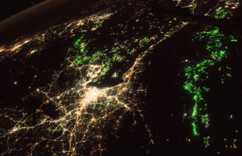Squid fishing from space