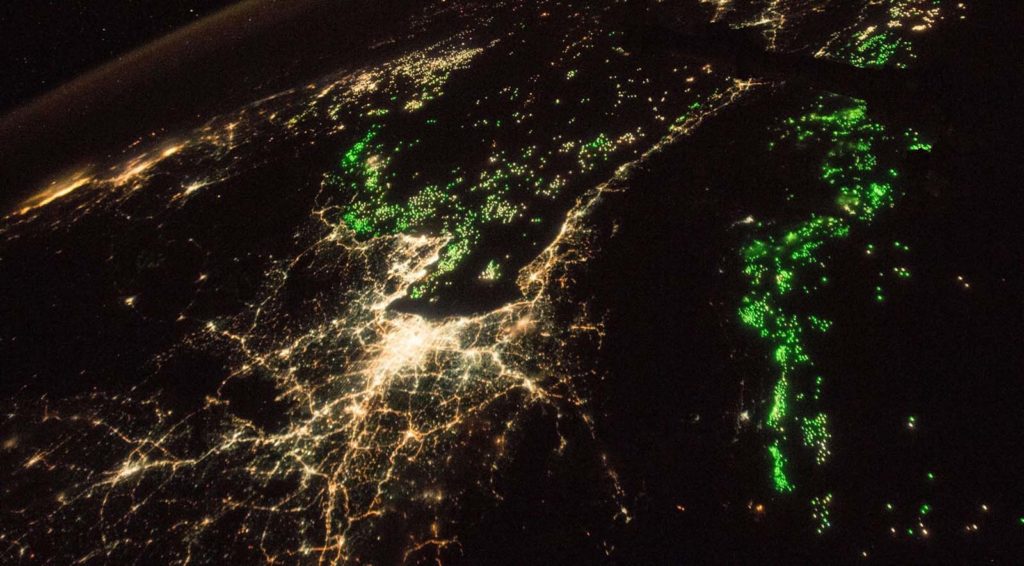 Lit-up fishing boats seen from space