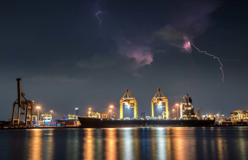 container ship in dock