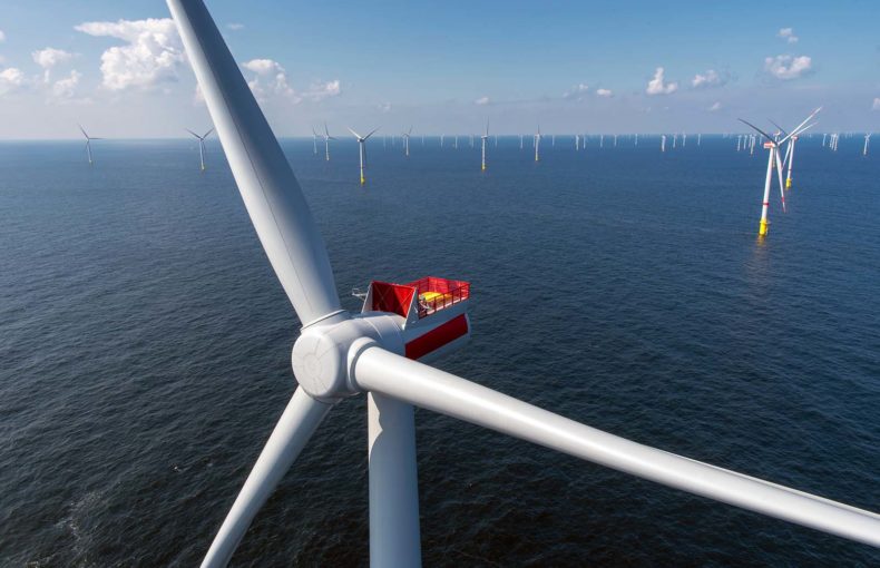 Renewable energy - Aerial view of offshore wind farm