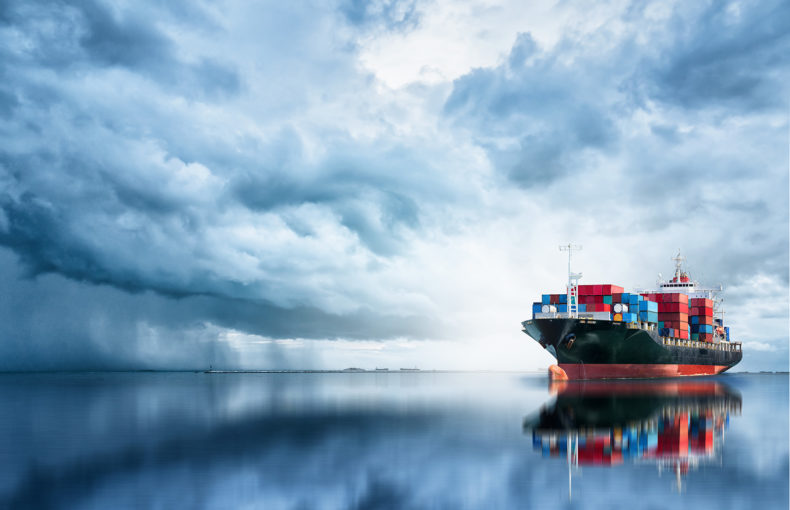 containership at sea