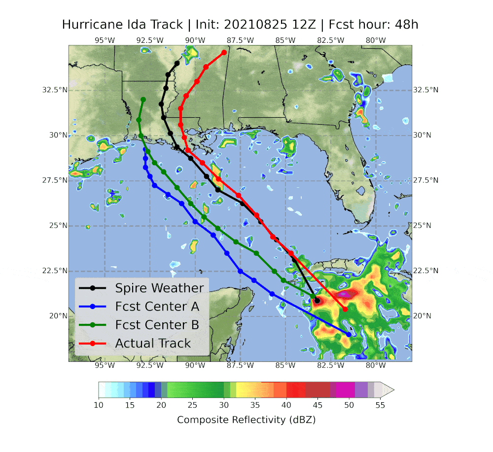 Hurricane Ida model-derived track map