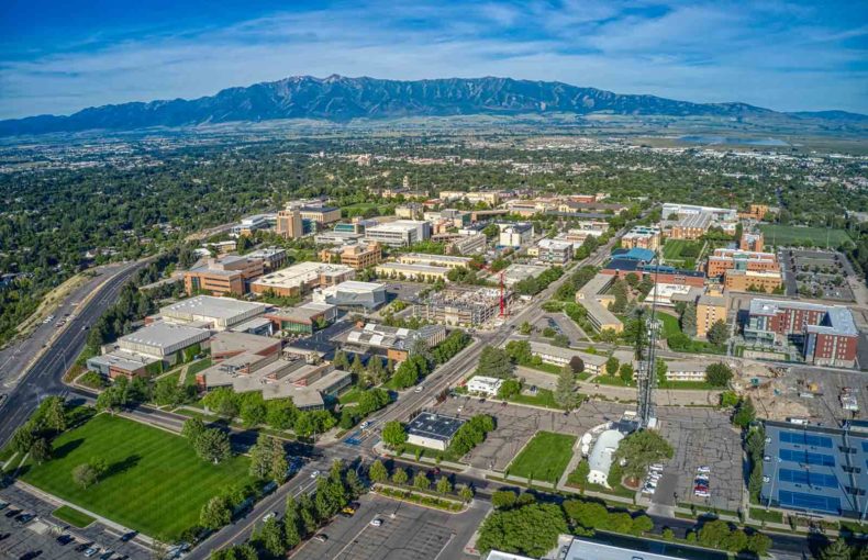 Aerial View of Utah State University in Logan