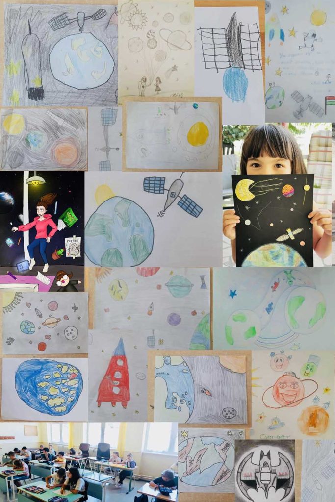 Children's drawings that were sent into space