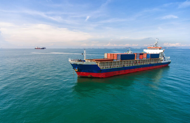 maritime container ship at sea