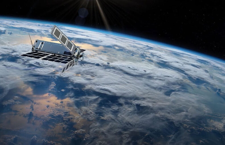 Adler satellite in orbit over Planet Earth