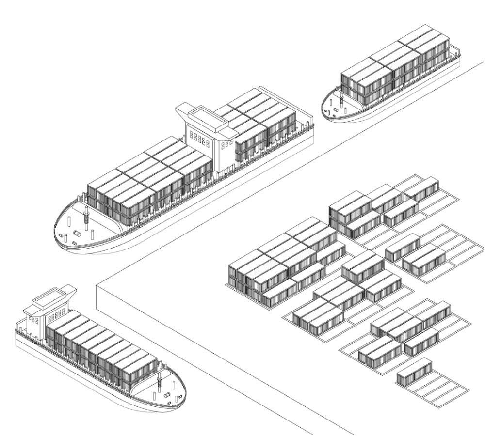 ships in port illustration
