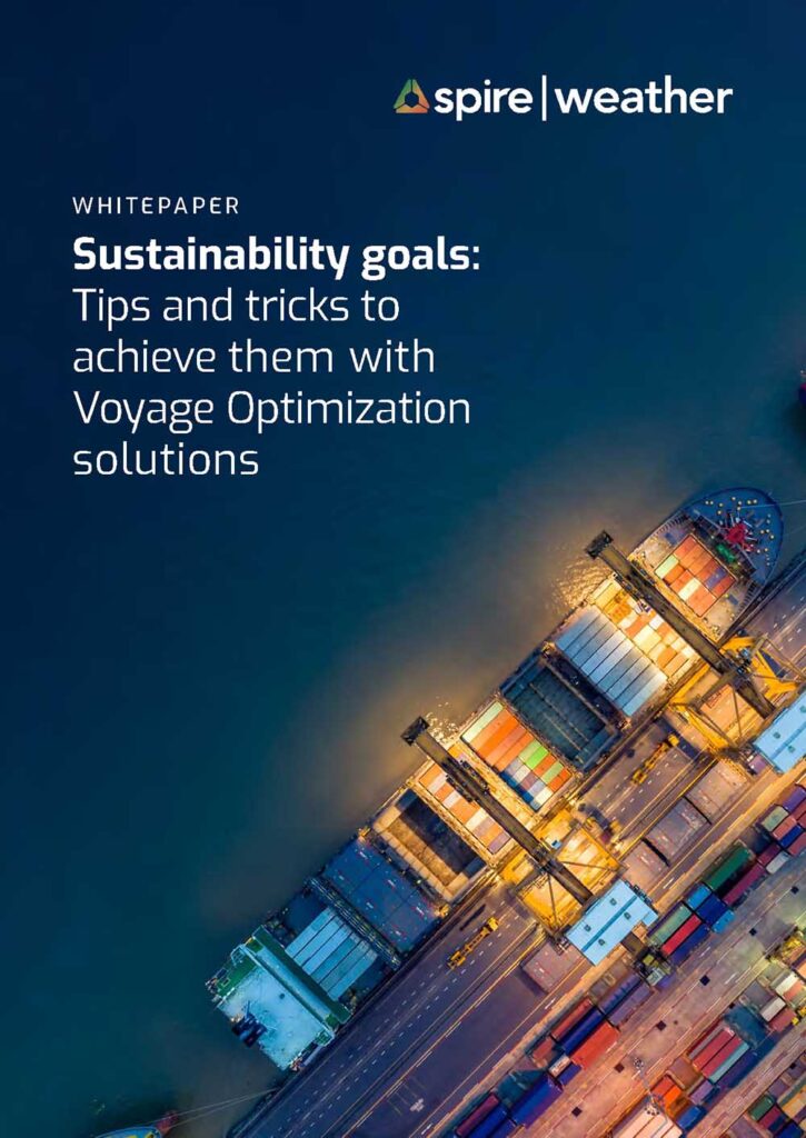 Spire Weather whitepaper - Sustainability goals: tips and tricks to achieve them with Voyage Optimization solutions cover