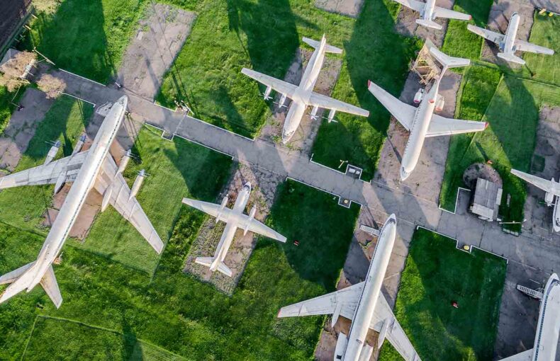 aerial view of airplanes exhibition