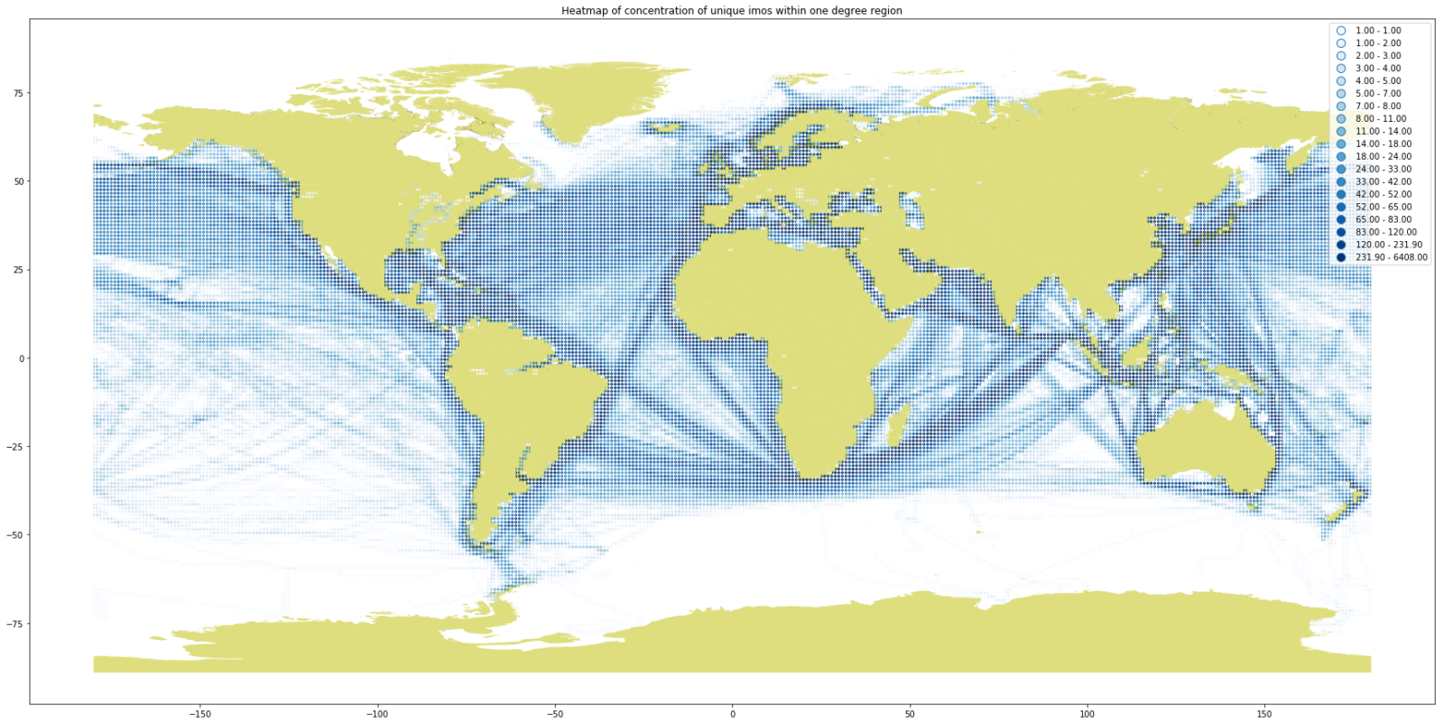 Density plot of global shipping acticity