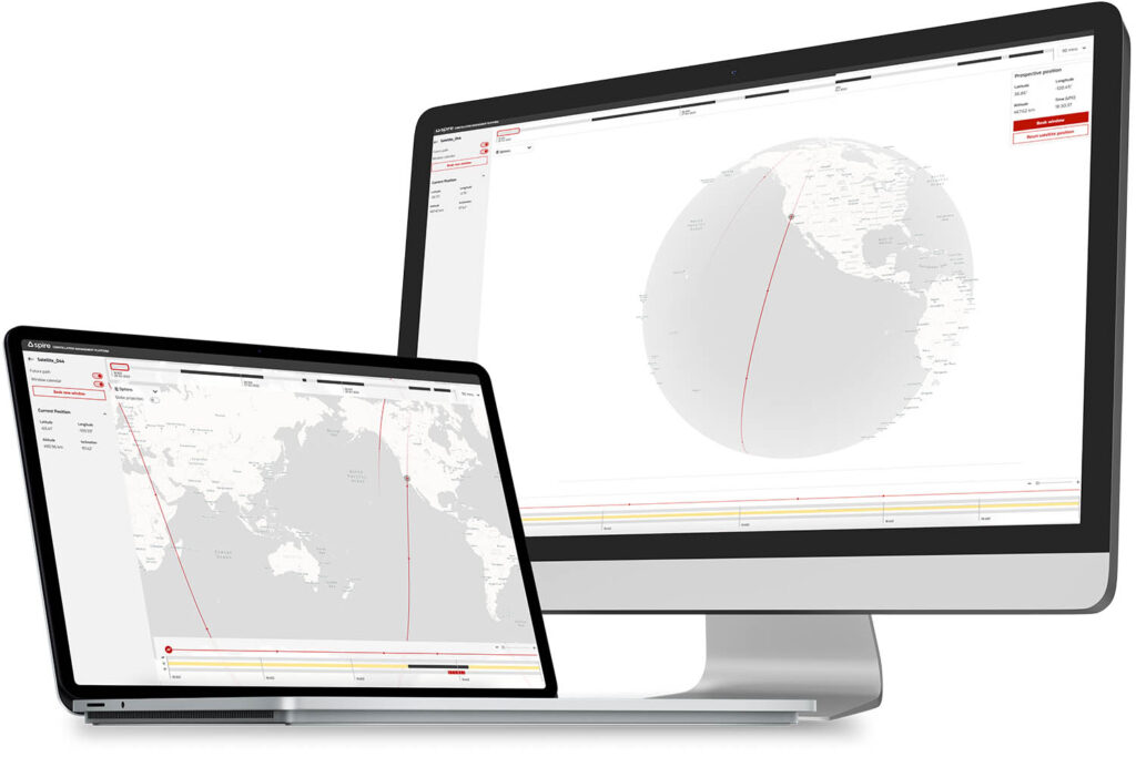 Spire’s Constellation Management Platform on a laptop and desktop