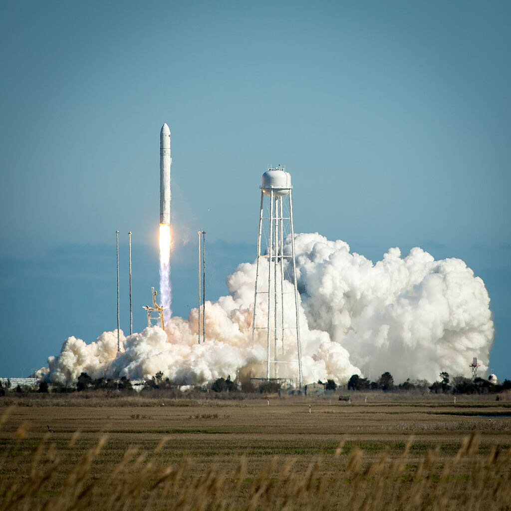 The Orbital Sciences Corporation Antares rocket is seen as it launches from Pad-0A of the Mid-Atlantic Regional Spaceport (MARS) at the NASA Wallops Flight Facility in Virginia, Sunday, April 21, 2013. The test launch marked the first flight of Antares and the first rocket launch from Pad-0A. The Antares rocket delivered the equivalent mass of a spacecraft, a so-called mass simulated payload, into Earth's orbit. Photo Credit: (NASA/Bill Ingalls)
