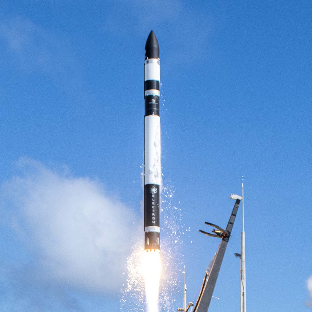 A Rocket Lab Electron rocket lifts off