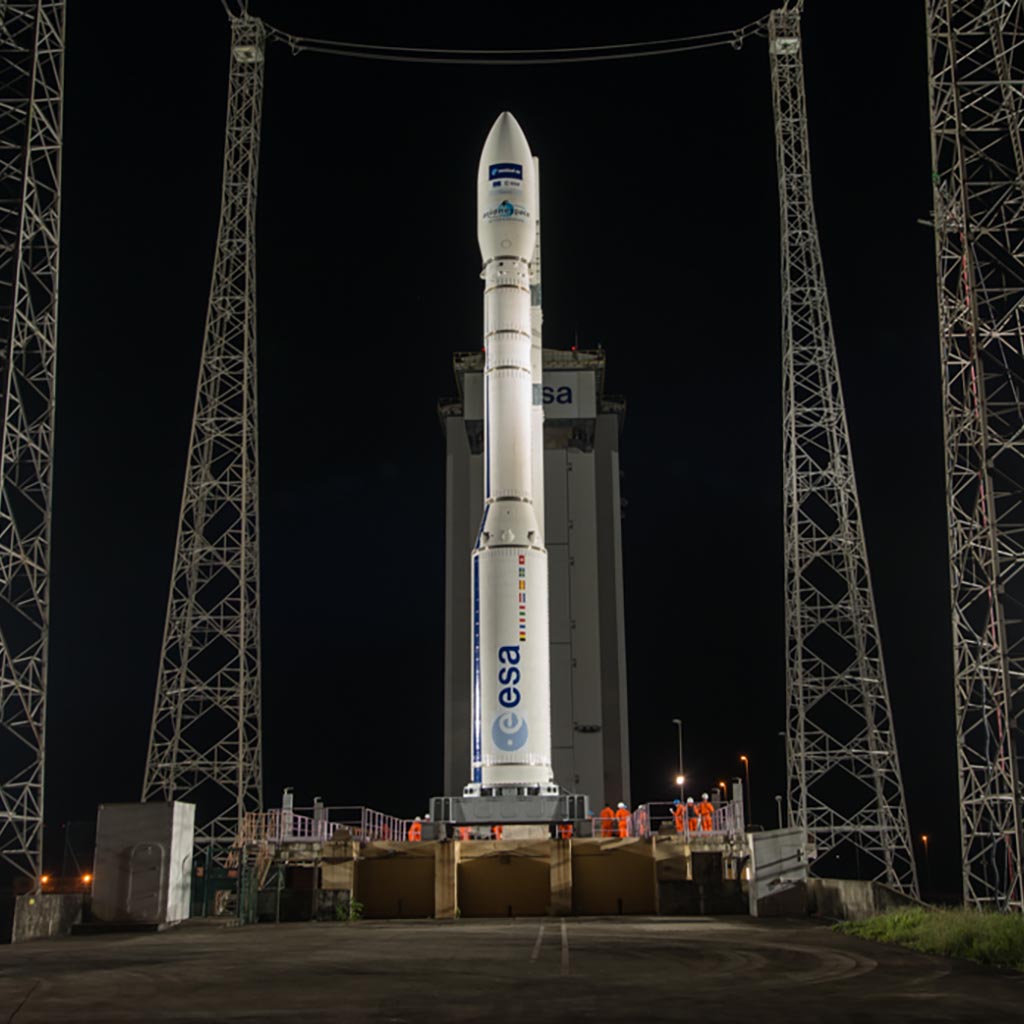 Vega rocket on launch pad