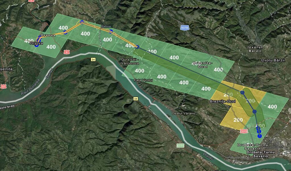 Visualization of risk outputs: each cell contains the maximum safe altitude in feet above ground, where drones can be operated safely