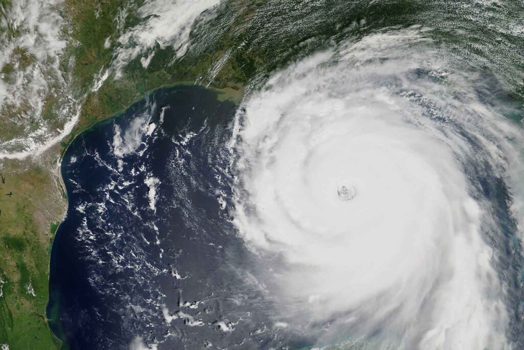 Hurricane Katrina heading towards New Orleans, Louisiana in 2005