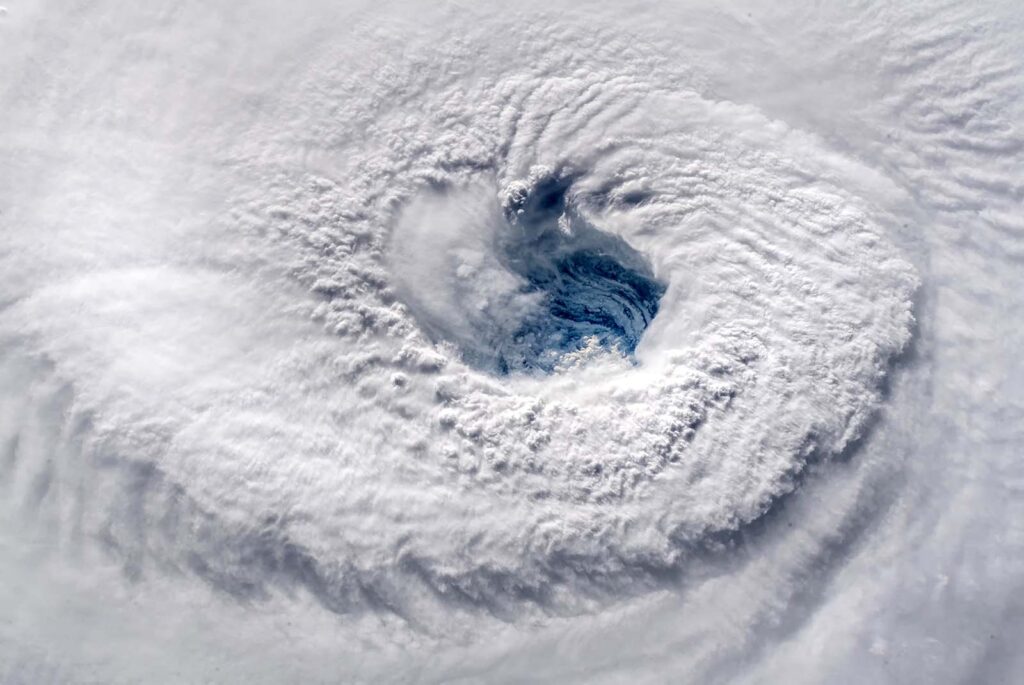Satellite view of a hurricane