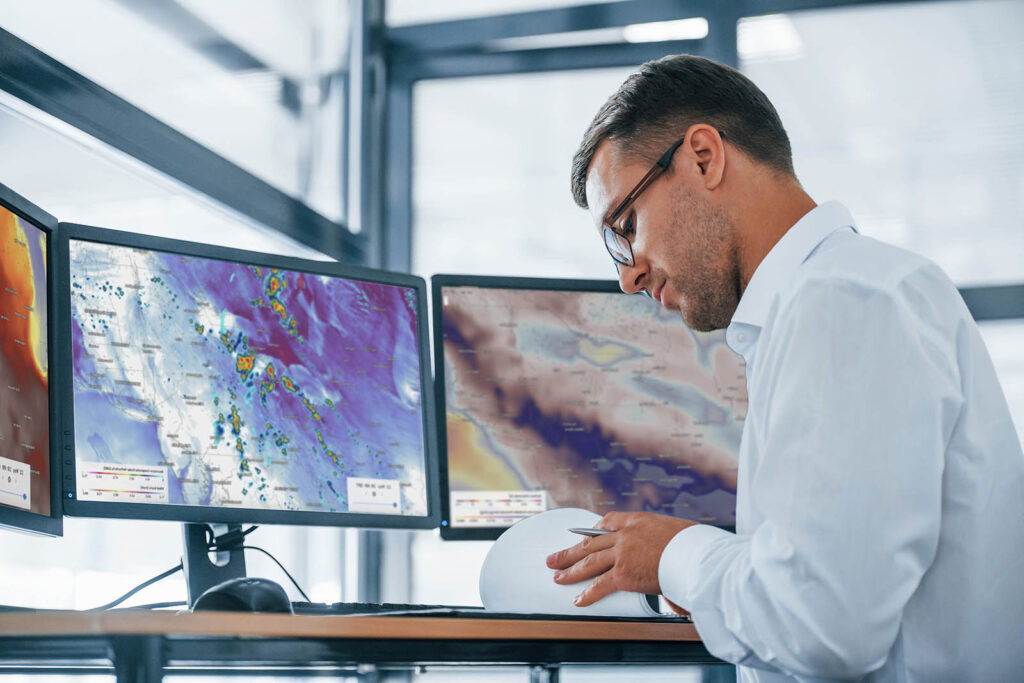 Support staff at computer screens