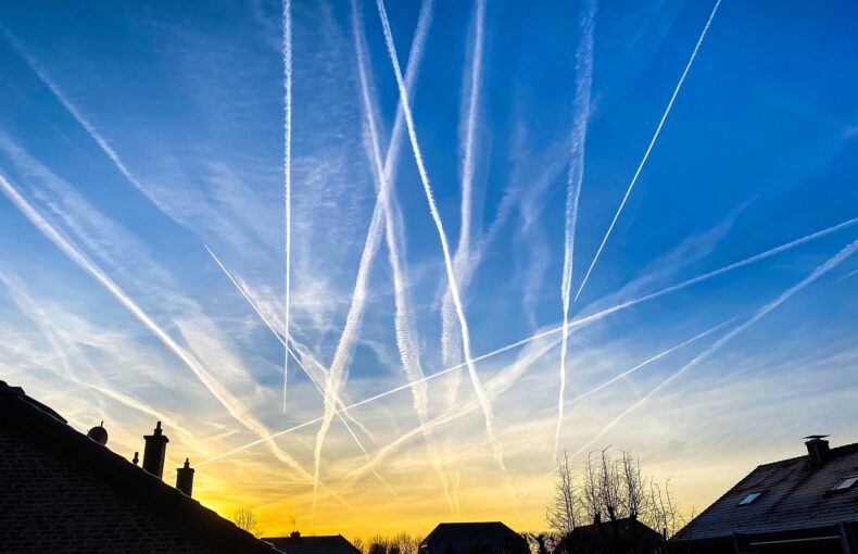 Contrails in the morning sky