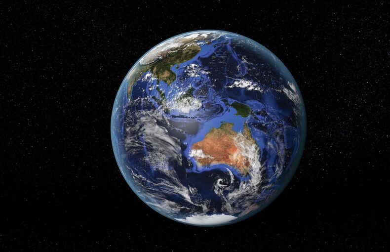 Detailed view of Earth from space, showing Australia and South East Asia