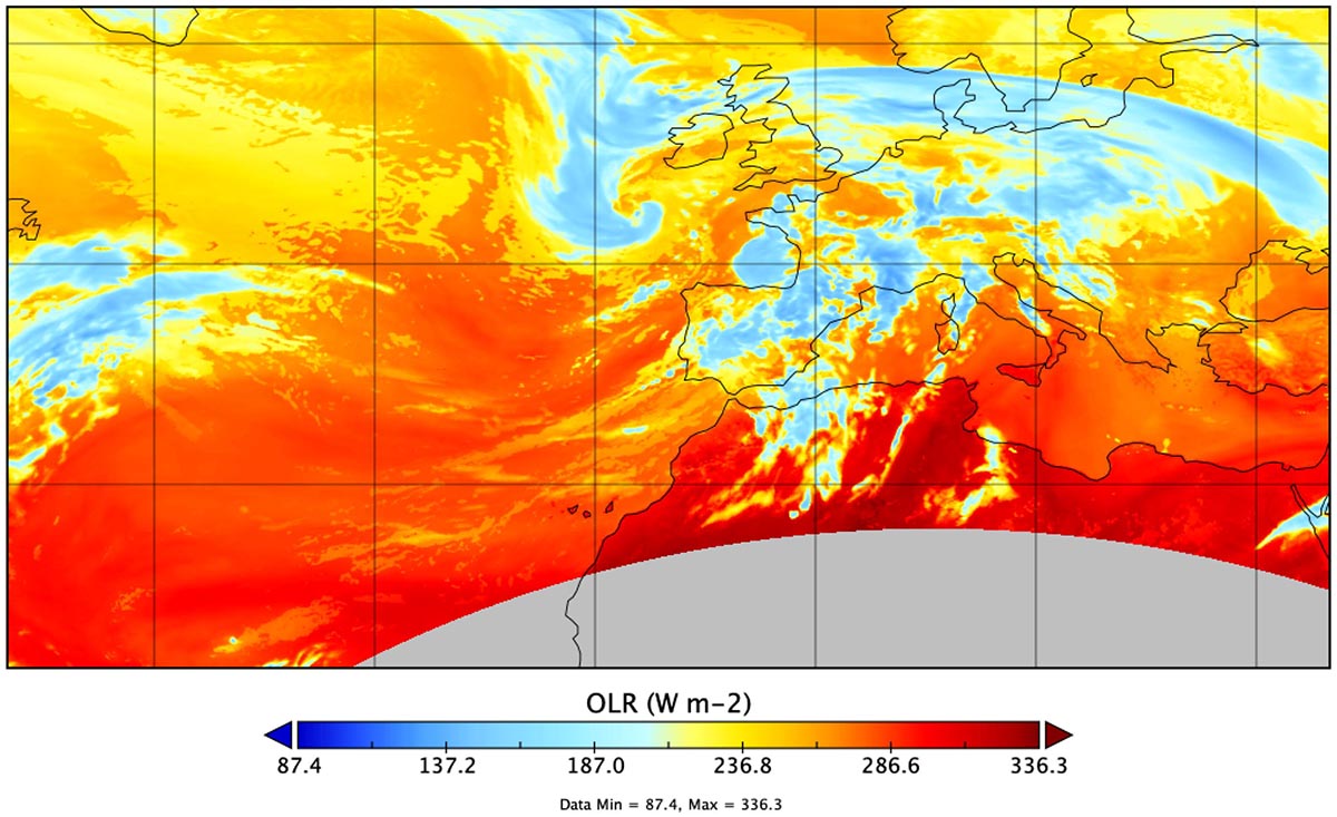 Spire High-Resolution Forecast map the day before Storm Babet