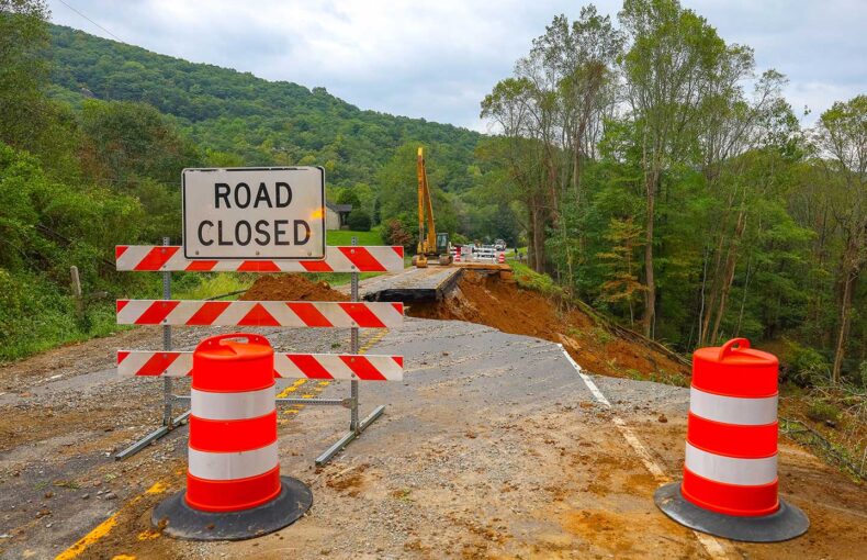 An image of closed roads from extreme weather.