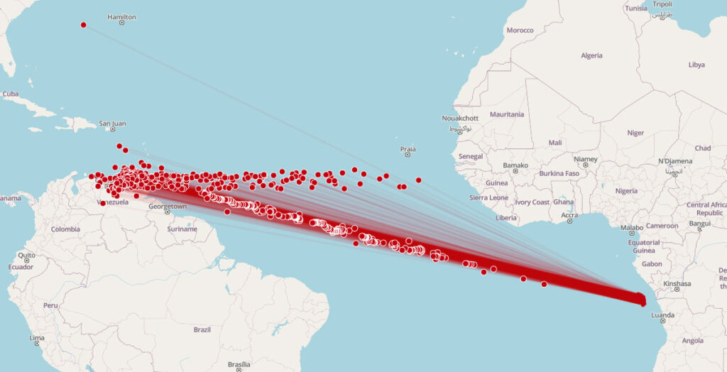 The DELIVER's AIS position validation route up to January 25th 2023