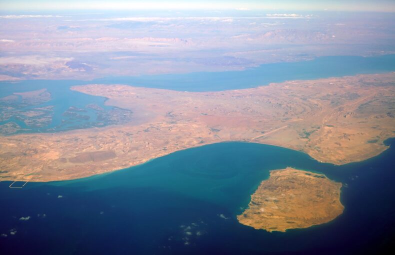 Aerial view of Qeshm, an island in the Strait of Hormuz