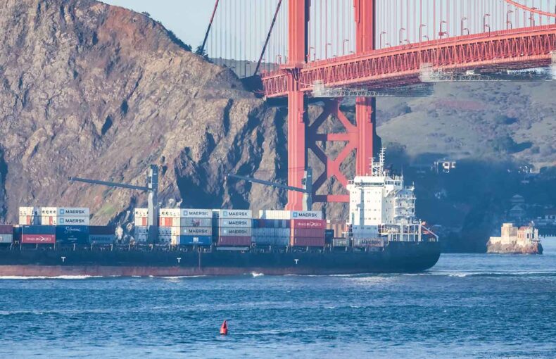Container shipping vessel in the San Francisco Bay
