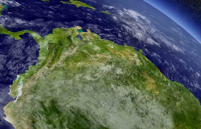 Colombia surrounding region as seen from Earth's orbit in space
