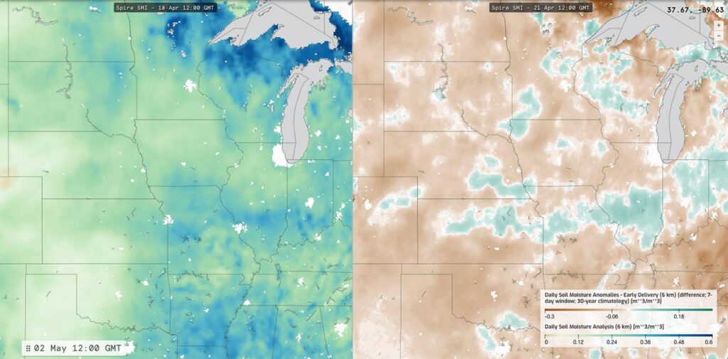 Data from Spire's Soil Moisture Insights
